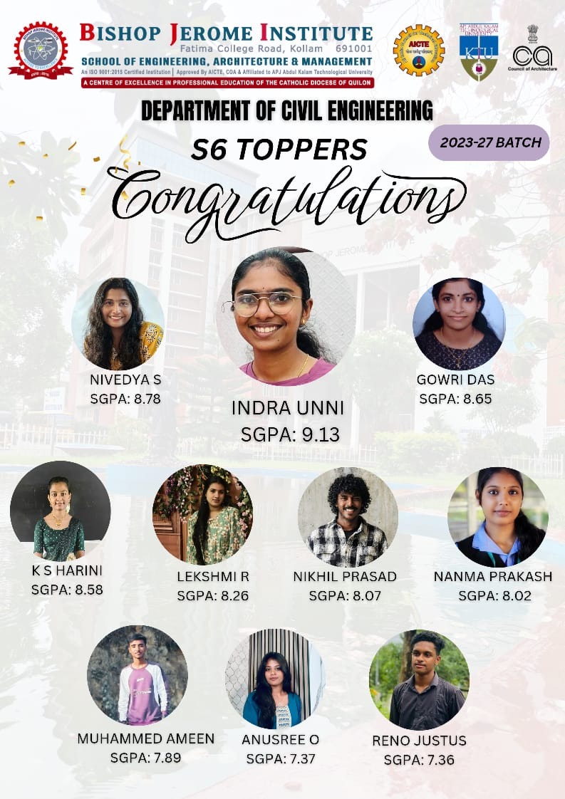 Department of Civil Engineering S6 Toppers